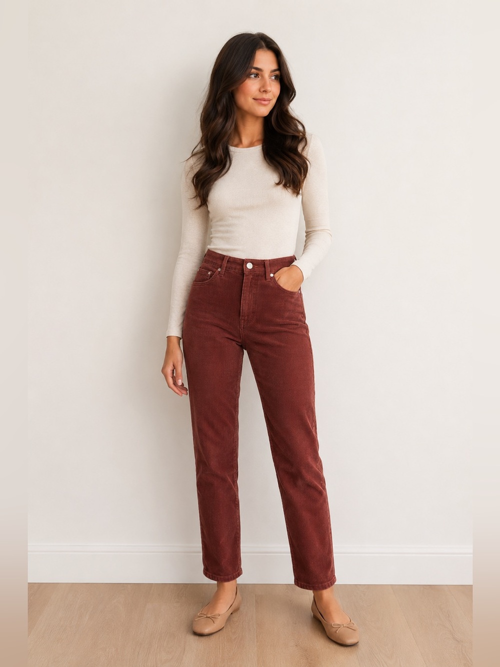 NWT Old Navy High-Waisted OG Straight Leg Corduroy Ankle Pants Red Dirt Size 4P - Picture 13 of 15